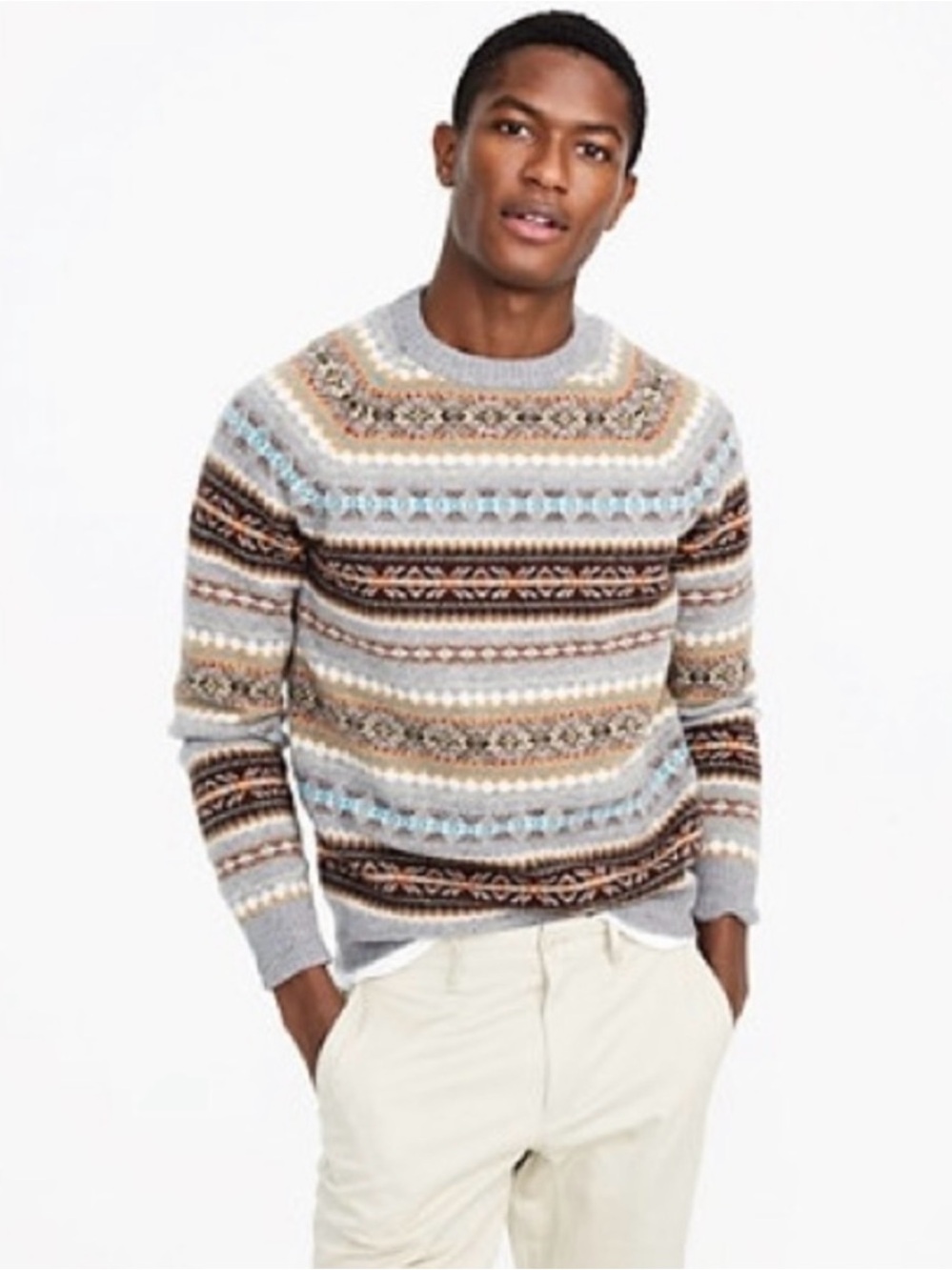 J Crew Fair Isle Crew Neck Sweater for Men Medium